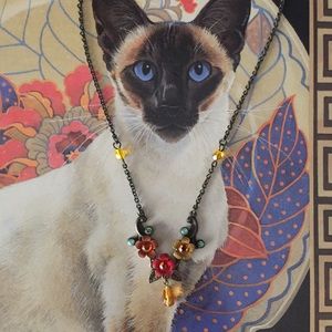 Orly Zeelon Swarovski Crystal Flower Vintage Necklace